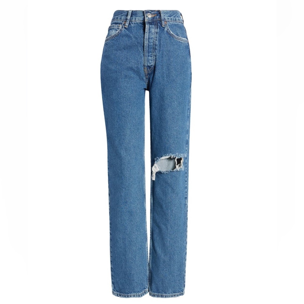 Free People The Lasso Jeans High Rise Straight Leg Distressed Jeans - Picture 6 of 8